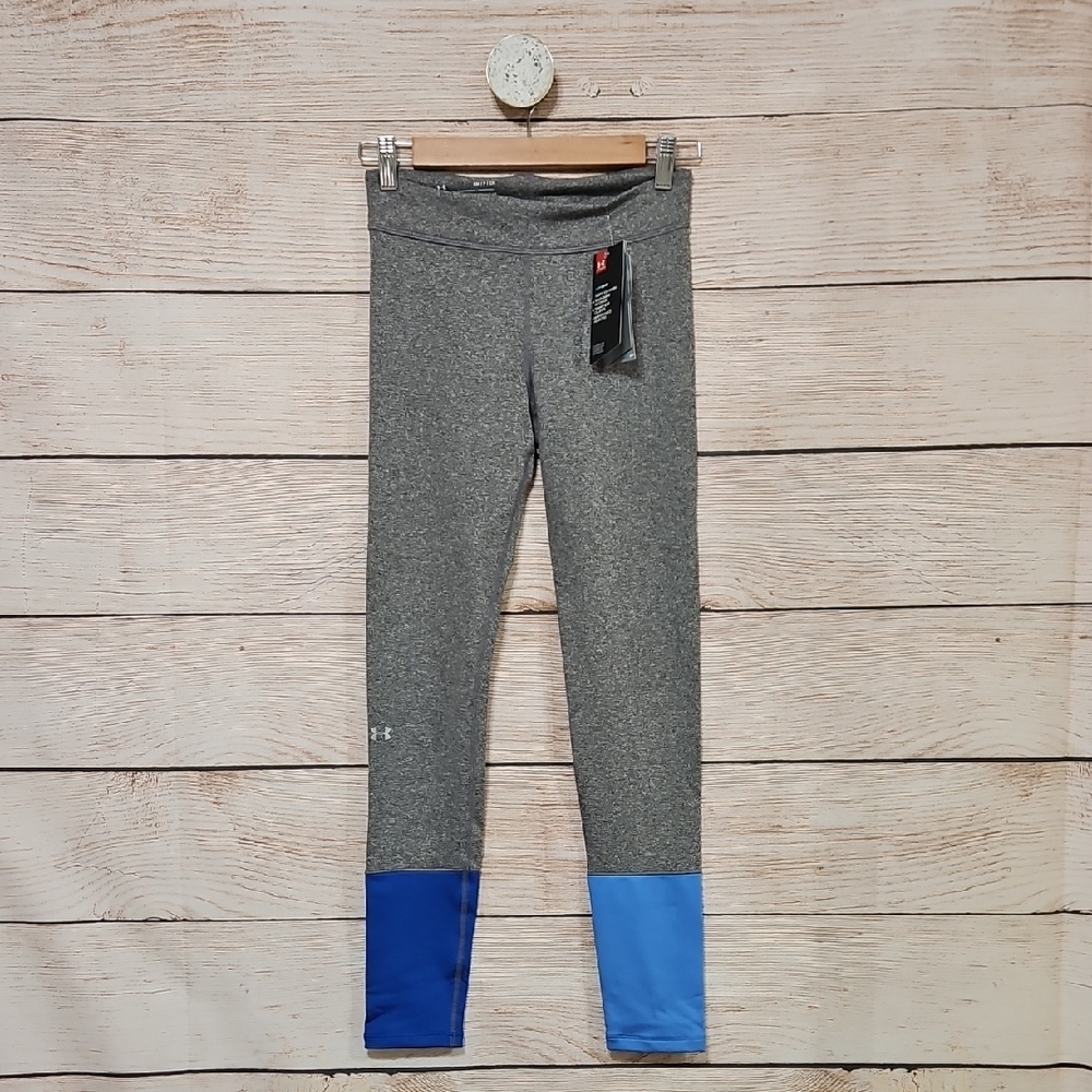 NWT Under Armour Cold Gear Compression Gray and Blue Leggings Small